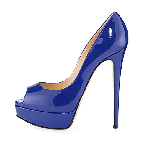 Soireelady Moderne Damen High Heels,Stiletto Schuhe,Plateau Pumps,Blau EU45 von Soireelady