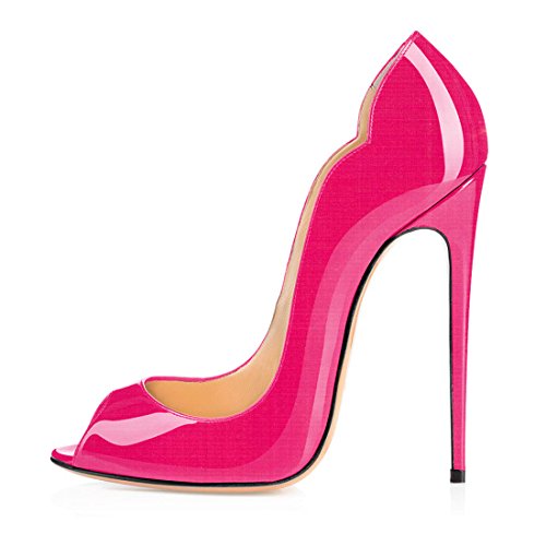 Soireelady Pumps Stiletto High Heels Rose,Peep Toe Klub Damenschuhe EU45 von Soireelady