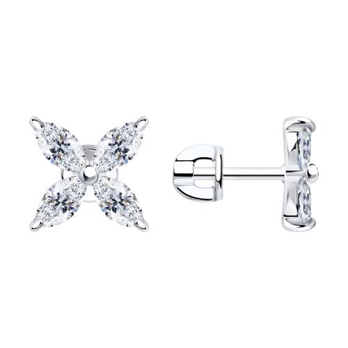 Ohrstecker 925 Sterling Silber mit Zirkonia Steinen Damensohrringe Echtschmuck bei Secretforyou von Sokolov