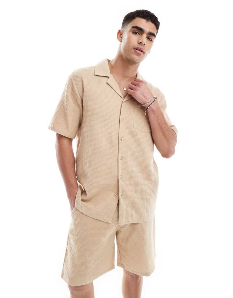 Sol Beach - Strandhemd in Beige mit Waffelstruktur-Neutral von Sol Beach