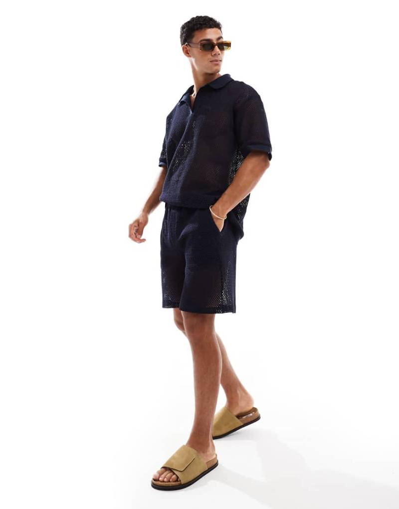 Sol Beach - Weitmaschiges Strandhemd in Marineblau von Sol Beach