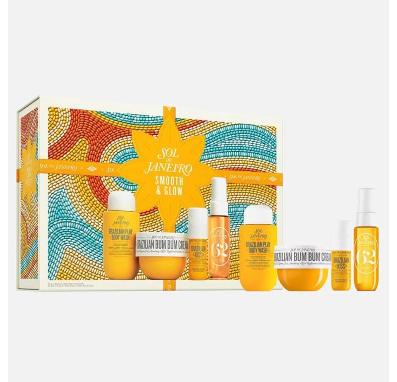 Sol de Janeiro Pflege-Geschenkset Sol de Janeiro Smooth + Glow Set – Body Wash, Cream, Mist & Lip Butter, 4-tlg., 4-teiliges Geschenkset: Pflege & Duft mit Cheirosa 62 Signatur von Sol de Janeiro