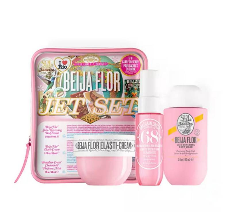 Sol de Janeiro Pflege-Set Beija Flor Jet Set Körperpflegeset, Luxuriöses Pflegeset mit brasilianischem Jasmin- und Drachenfruchtduft von Sol de Janeiro