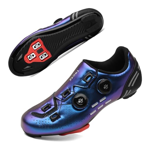 Solamni Fahrradschuhe Herren Rennrad | SPD/SPD-SL/Look Delta Klicksystem | Radsportschuhe Kompatibel mit Roadbike Peloton Bike Spinning Schuhe Pedalen Blau von Solamni