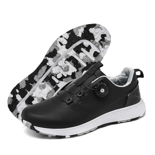 Solamni Herren-Golfschuhe, spikeless, atmungsaktiv, rutschfest, wasserdicht, bequeme Passform, Outdoor, Freizeit-Sneaker für Golf, Training, Schwarz , 42 2/3 EU Solamni Herren-Golfschuhe, spikeless, atmungsaktiv, rutschfest, wasserdicht, bequeme Passform, Outdoor, Freizeit-Sneaker für Golf, Training, Schwarz , 42 2/3 EU von Solamni