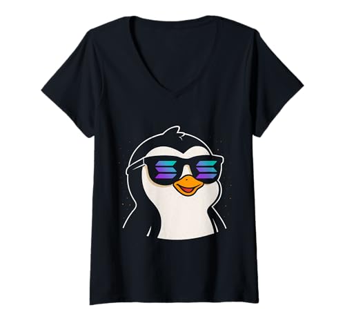Damen Solana Pinguin T-Shirt mit V-Ausschnitt Damen Solana Pinguin T-Shirt mit V-Ausschnitt von Solana Penguin Tees