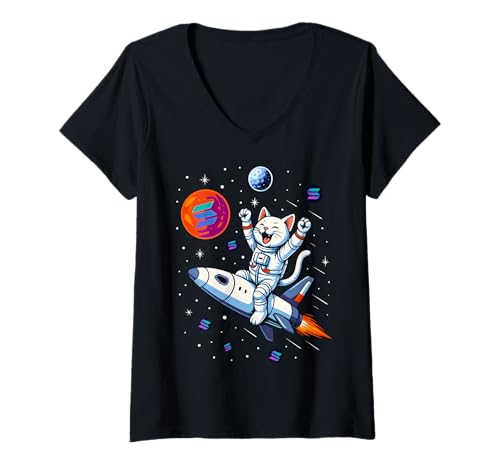 Damen Solana zum Mond T-Shirt mit V-Ausschnitt von Solana To The Moon Tees