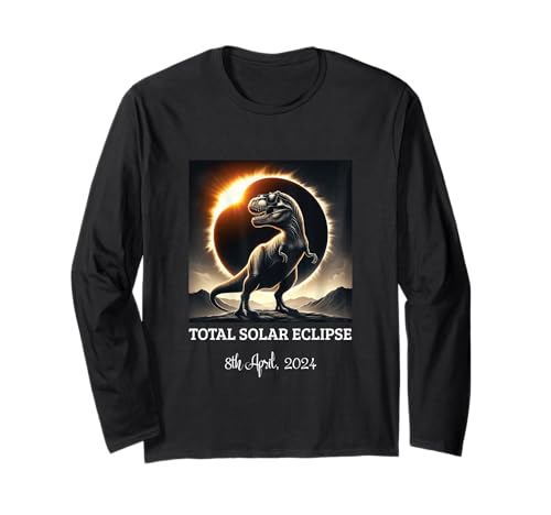 Kids Boys 8 April Total Solar Eclipse Dinosaur Trex in Glass Langarmshirt Kids Boys 8 April Total Solar Eclipse Dinosaur Trex in Glass Langarmshirt von Solar Eclipse 2024 Shirt