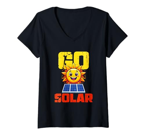 Damen Gehe zu Solar T-Shirt mit V-Ausschnitt Damen Gehe zu Solar T-Shirt mit V-Ausschnitt von Solar Energy Solar Panel Renewable Energy