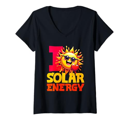 Damen Ich Liebe Sonnenenergie T-Shirt mit V-Ausschnitt Damen Ich Liebe Sonnenenergie T-Shirt mit V-Ausschnitt von Solar Energy Solar Panel Renewable Energy