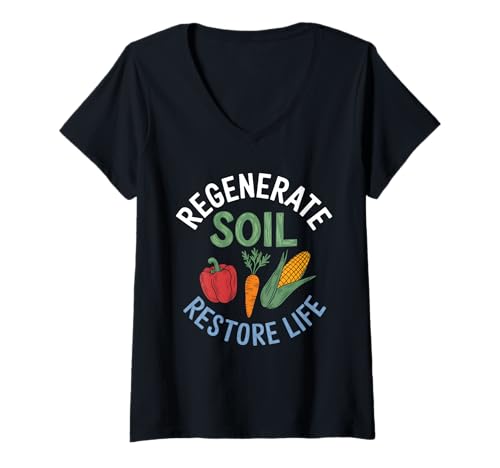 Damen Regenerieren Sie den Boden und Stellen Sie das Leben Wieder her T-Shirt mit V-Ausschnitt von Solar Energy Solar Panel Renewable Energy