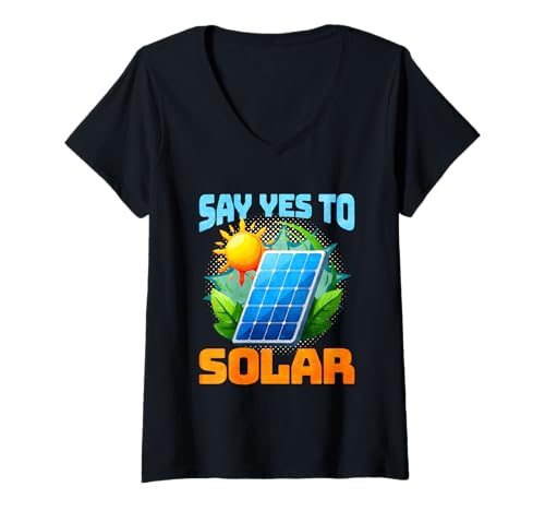 Damen Sagen Sie Ja zu Solar T-Shirt mit V-Ausschnitt Damen Sagen Sie Ja zu Solar T-Shirt mit V-Ausschnitt von Solar Energy Solar Panel Renewable Energy