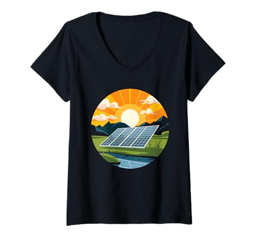 Damen Solarenergie-Panel T-Shirt mit V-Ausschnitt Damen Solarenergie-Panel T-Shirt mit V-Ausschnitt von Solar Energy Solar Panel Renewable Energy