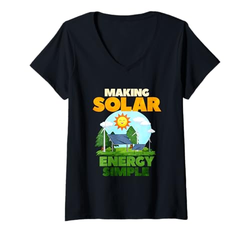 Damen Solarenergie einfach Machen T-Shirt mit V-Ausschnitt Damen Solarenergie einfach Machen T-Shirt mit V-Ausschnitt von Solar Energy Solar Panel Renewable Energy