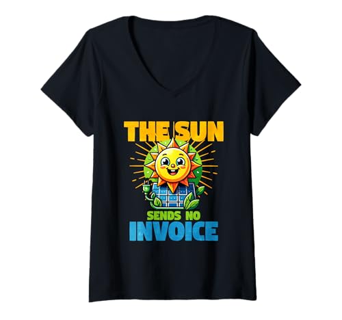 Damen The Sun sendet Keine Rechnung T-Shirt mit V-Ausschnitt Damen The Sun sendet Keine Rechnung T-Shirt mit V-Ausschnitt von Solar Energy Solar Panel Renewable Energy
