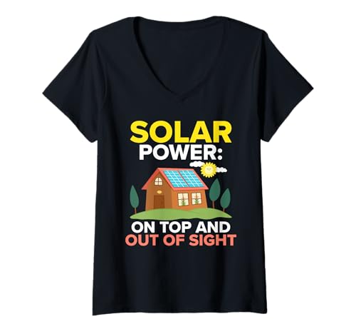 Damen SOLARMODULE ENERGIE VON OBEN Lustiges Solar Buddies T-Shirt mit V-Ausschnitt von Solar Shirt PV Anlage Solarenergie Ökostromhelden