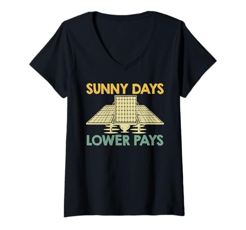 Damen Solar Strom SUNNY DAYS LOWER PAYS Lustiges Nachhaltigkeit T-Shirt mit V-Ausschnitt Damen Solar Strom SUNNY DAYS LOWER PAYS Lustiges Nachhaltigkeit T-Shirt mit V-Ausschnitt von Solar Shirt PV Anlage Solarenergie Ökostromhelden