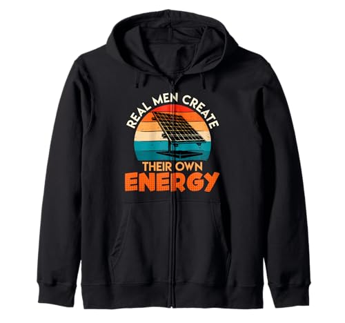 Ökostrom REAL MEN CREATE THEIR OWN ENERGY PV Anlage Kapuzenjacke Ökostrom REAL MEN CREATE THEIR OWN ENERGY PV Anlage Kapuzenjacke von Solar Shirt PV Anlage Solarenergie Ökostromhelden