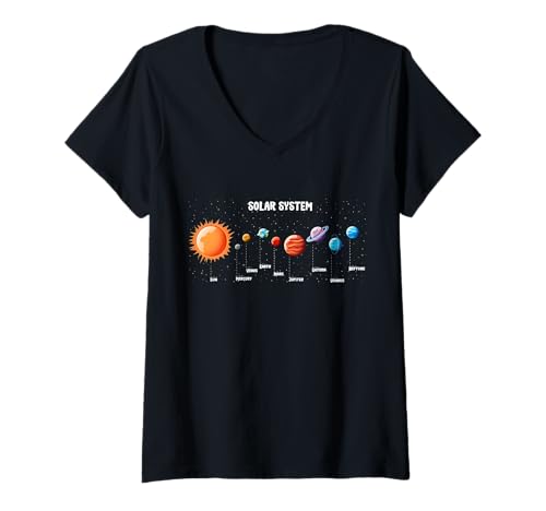 Damen Sonnensystem Astronauten Weltraum Videospiele Lustig Sarkastisch T-Shirt mit V-Ausschnitt von Solar System Astronauts Space Video Games Humor