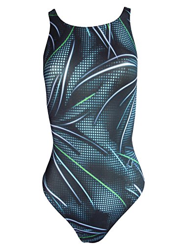 Solar Schwimmanzug mit Ringerrücken schwarz/grün Dry Weave, Gr. 36 B-Cup von Solar