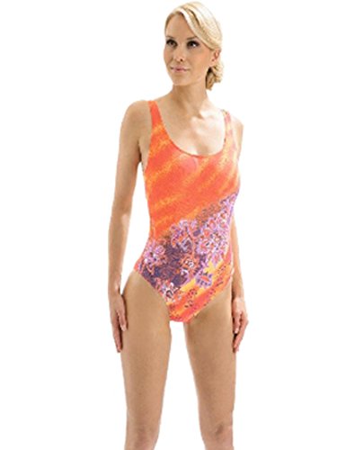 Solar Tan Thru sportlicher Badeanzug orange/lila, Gr. 38 B-Cup von Solar