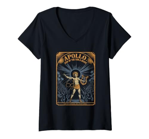 Damen Apollo der strahlende Gott mit dem Lyre Sunlight Music Festival T-Shirt mit V-Ausschnitt Damen Apollo der strahlende Gott mit dem Lyre Sunlight Music Festival T-Shirt mit V-Ausschnitt von SolarLyre
