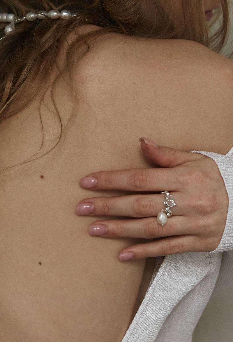 Barock Perle Sterling Silber Ring Zierlicher Charm von SolarSilverAndGold