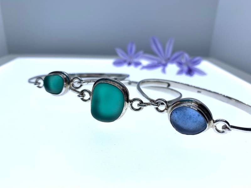 Hübsches Seeglas Sterling Silber Armband von SolarisSilverStore