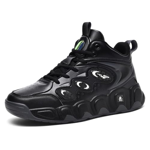Solastride Große Herren-High-Top-Basketballschuhe mit dämpfendem Rückprall, rutschfesten, verschleißfesten Freizeitsportschuhen(Black,41 EU) von Solastride