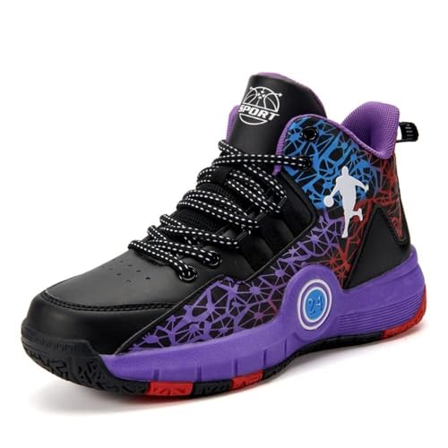 Solastride Herren-Basketballschuhe, rutschfest, stoßdämpfend, verschleißfest, for Teenager, Outdoor-Freizeitsportschuhe(Purple,40 EU) von Solastride