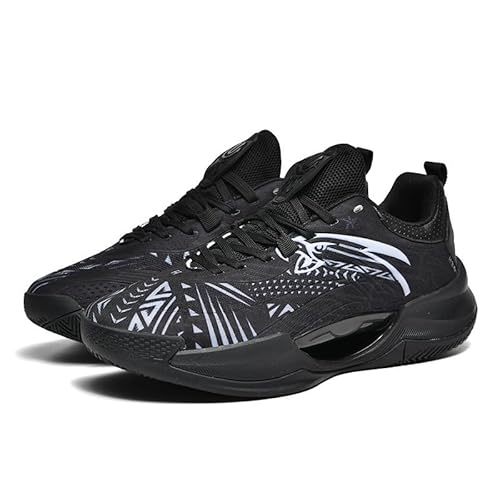Solastride Herren-Basketballschuhe, stoßdämpfend, rückprallend, atmungsaktiv, rutschfest, verschleißfest, griffig, stabile Sporttrainingsschuhe(Black,42 EU) von Solastride
