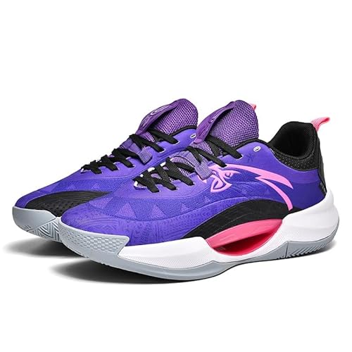 Solastride Herren-Basketballschuhe, stoßdämpfend, rückprallend, atmungsaktiv, rutschfest, verschleißfest, griffig, stabile Sporttrainingsschuhe(Purple,37 EU) von Solastride