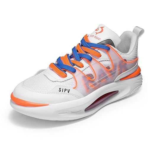 Solastride Herren-Basketballschuhe mit stoßdämpfender Dämpfung, rutschfest, atmungsaktiv, for Sporttraining, Laufen, Freizeit(Orange,45 EU) von Solastride