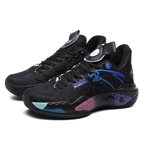 Solastride Herren-Basketballschuhe sind atmungsaktiv, rutschfest, verschleißfest, stoßdämpfend, Rebound-Fitness-Sportschuhe(Black,37 EU) von Solastride