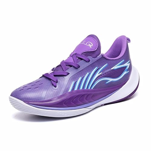 Solastride Herren-Basketballschuhe sind atmungsaktiv, rutschfest, verschleißfest, stoßdämpfend, mit Rückprall, modische Sport-Trainingsstiefel(Purple Moon,42 EU) von Solastride