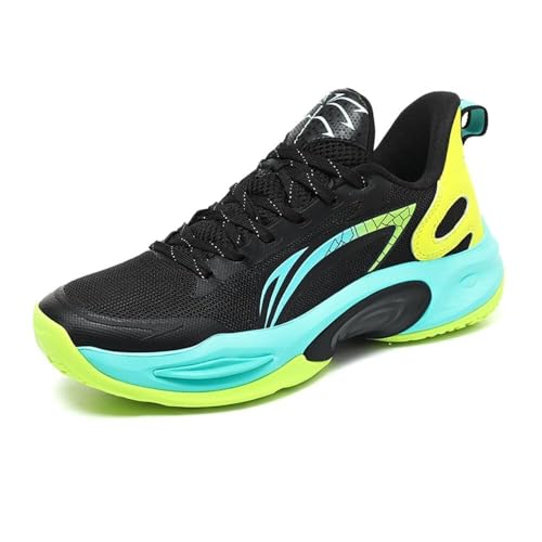 Solastride Herren-Basketballschuhe sind atmungsaktiv, stoßdämpfend, rutschfest, verschleißfest, rutschfest, rutschfest, griffig, Trainings-Sportstiefel(Black,39 EU) von Solastride