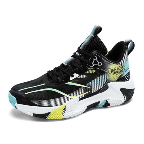 Solastride Herren-Basketballschuhe sind atmungsaktiv, verschleißfest, rutschfest, griffig, for das Laufen im Freien, Trainingsstiefel(Black,44 EU) von Solastride