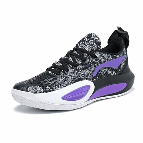 Solastride Herren-Basketballschuhe sind atmungsaktive, stoßdämpfende, rutschfeste und verschleißfeste Trainingsstiefel mit Rebound-Griff(Black Purple,39 EU) von Solastride