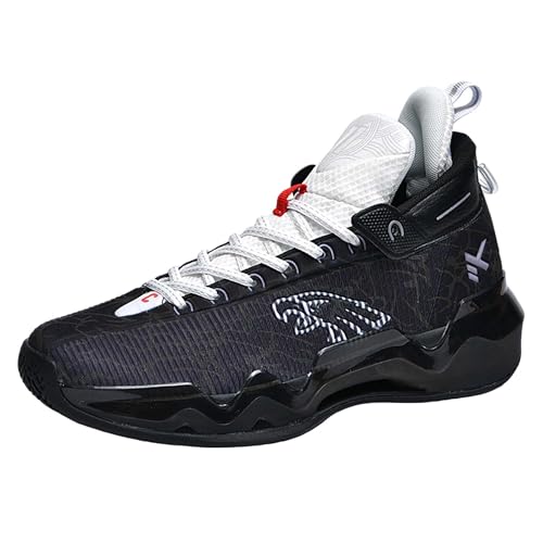 Solastride Herren-Basketballschuhe sind modische, hoch geschnittene, rutschfeste, verschleißfeste, gepolsterte Outdoor-Trainingsstiefel mit Griff(Black,45 EU) von Solastride