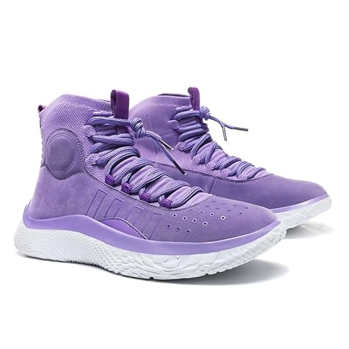 Solastride Herren-Basketballschuhe sind stoßdämpfende, verschleißfeste, rutschfeste und stoßdämpfende Sporttrainingsschuhe mit umwickeltem Griff(Purple,44 EU) von Solastride