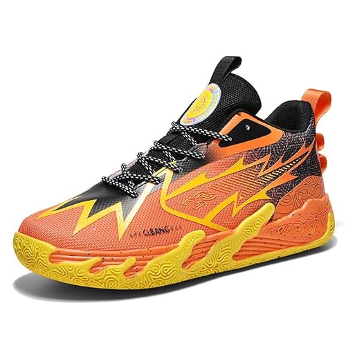 Solastride Herren High-Top-Basketballschuhe mit rutschfestem, verschleißfestem, gepolstertem Rebound-Griff, Outdoor-Sport-Trainingsstiefel(Orange,39 EU) von Solastride