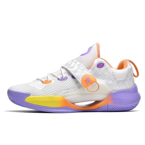 Solastride Herren High Top Basketballschuhe mit rutschfesten, stoßdämpfenden, atmungsaktiven Outdoor-Trainingsstiefeln(Orange Purple,38 EU) von Solastride