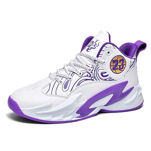 Solastride Herren High Top Basketballschuhe rutschfest Verschleißfest Stoßdämpfend Dämpfung Rebound Sporttrainingsschuhe(Purple,42 EU) von Solastride