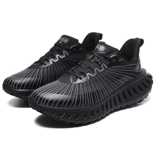 Solastride Herren Walking Fashion Running Sport Basketball Schuhe Puffer Unterstützung Anti-Rutsch-Tennis-Trainingsschuhe(Black,43 EU) von Solastride