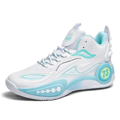 Solastride Herren High Top Basketballschuhe mit rutschfestem, verschleißfestem, stoßdämpfendem Grip for Sportschuhe for Teenager(White,38 EU) von Solastride