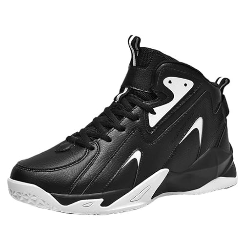 Solastride Men's High Top Basketball Shoes In Plus Size Breathable Anti Slip Shock-Absorbing Sports Training Boots(Black,45 EU) von Solastride