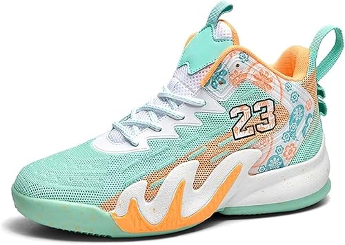 Solastride Unisex Basketballschuhe Atmungsaktive Anti-Rutsch-Stoßdämpfung Rebound Grip Outdoor Indoor Sporttrainingsstiefel(White orange,39 EU) von Solastride