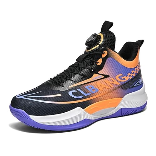 Solastride Unisex-Basketballschuhe mit Rutschfester, verschleißfester, stoßdämpfender Rückprall, atmungsaktiv, leicht, for Outdoor-Sporttraining(Black Orange Purple,39 EU) von Solastride