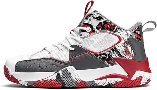 Solastride Unisex Basketballschuhe rutschfest Verschleißfest Bequem Atmungsaktiv Grip Jugend Sporttrainingsstiefel(Gray,40 EU) von Solastride