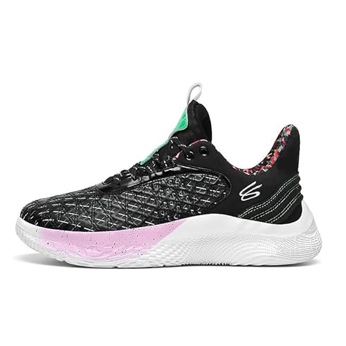 Solastride Unisex-Basketballschuhe sind atmungsaktiv, leicht, rutschfest, verschleißfest, stoßdämpfend, Sport-Trainingsstiefel(Black,43 EU) von Solastride